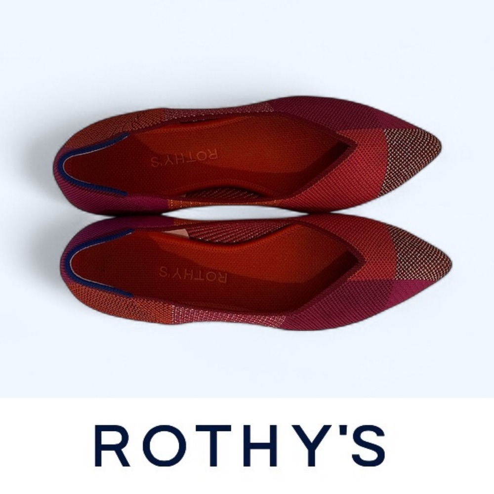 Rothy's The Point in Pomegranate Metallic Flats, Size 8, MSRP $155